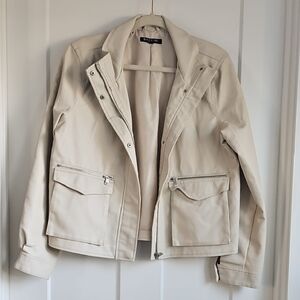 Baccini Cream Colored Women's Faux Leather Jacket